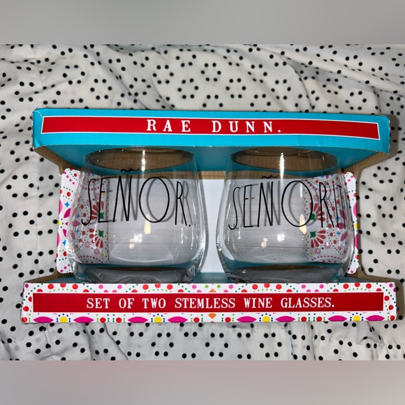 Rae Dunn Other - Rae Dunn Stemless Wine Glasses Señor Señorita Trendy Wine Classy Summer Drink